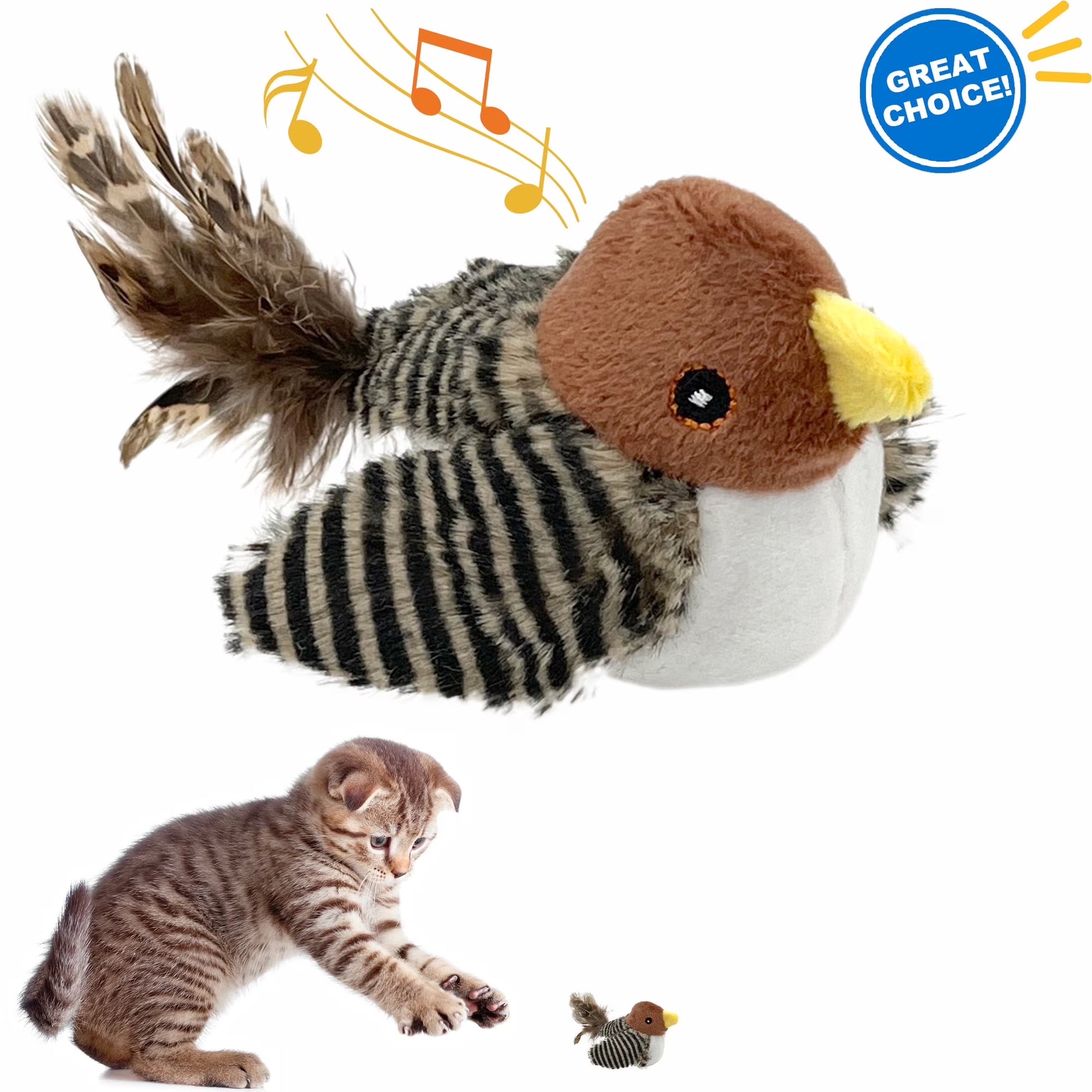 Juguete Interactivo Electrónico Para Gatos, Juguete Automático Para Pájaros Que Chirría Con Cola De Pluma, Juguete Cazador De Melodías Para Gatos Que Juegan Solos, Juguete Para Gatitos Que Juegan Y Chirrían Para El Aburrimiento
