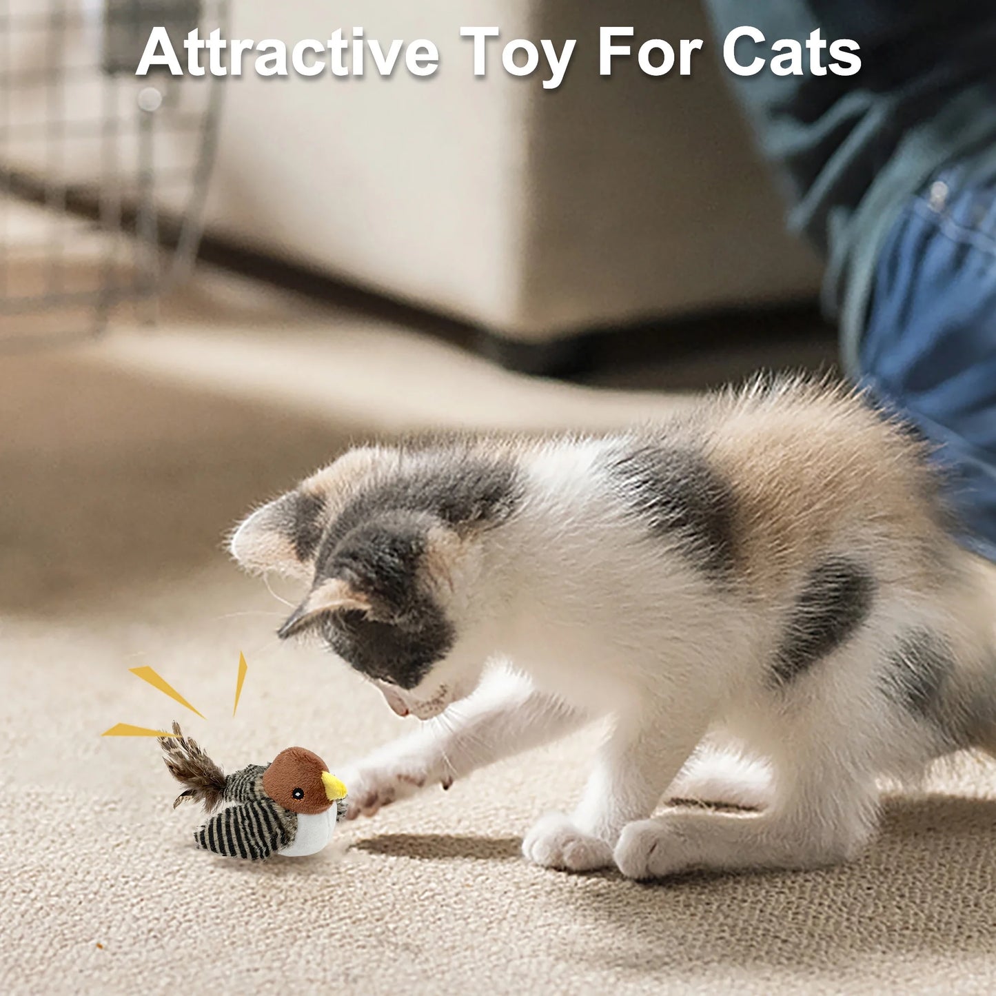 Juguete Interactivo Electrónico Para Gatos, Juguete Automático Para Pájaros Que Chirría Con Cola De Pluma, Juguete Cazador De Melodías Para Gatos Que Juegan Solos, Juguete Para Gatitos Que Juegan Y Chirrían Para El Aburrimiento